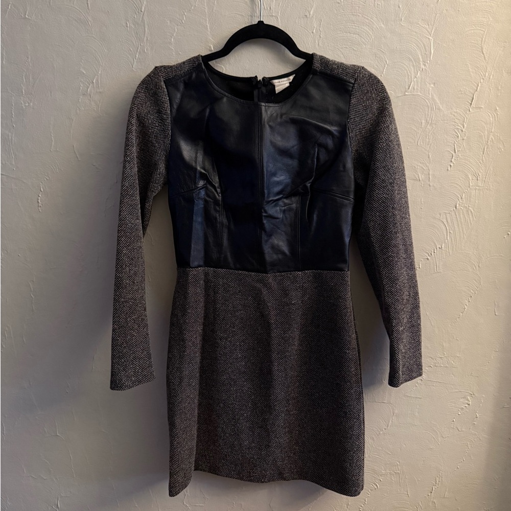 Club Monaco Leather and Tweed Dress